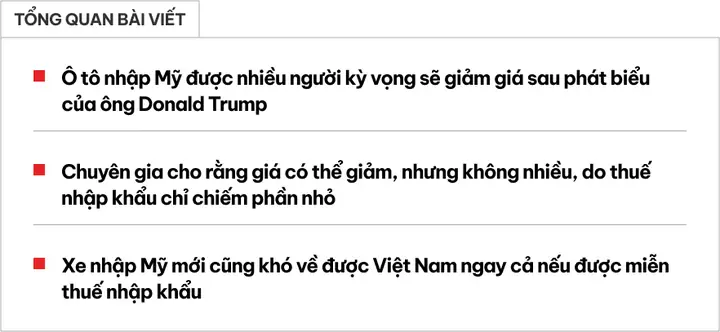 Ô Tô Mỹ Khó Rẻ Hơn Như Dân Mạng Kỳ Vọng Khi Thuế Nhập Khẩu 0% Vì Đây Là Lý Do- Ảnh 1.