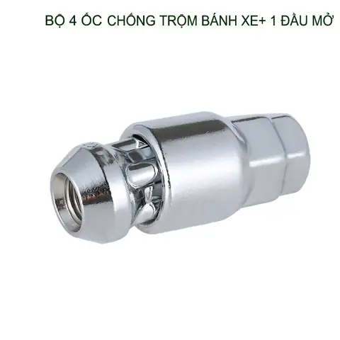 Bộ 4 Ốc Khóa Chống Trộm Bánh Xe Ô Tô Kèm 1 Đầu Mở, Loại M12 Hoặc M14 Tùy Chọn