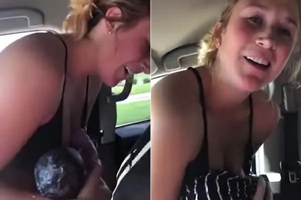 Trong Khi Bà Mẹ Này Đang Hét Lên Vì Đau Đớn, Những Đứa Trẻ Ở Ghế Sau Không Giấu Được Vẻ Mặt Bất Ngờ Và Bối Rối.