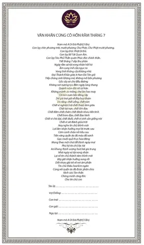 Bài Cúng Cô Hồn Rằm Tháng 7