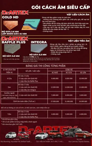 Bảng Giá Chống Ồn Xe Ô Tô Chính Hãng