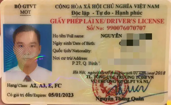 Bằng Lái Xe Hạng F