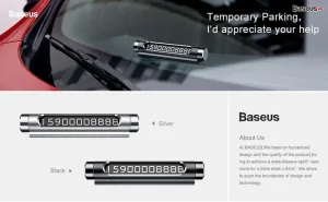 Hình Ảnh Chi Tiết Bảng Số Điện Thoại Dùng Trên Xe Hơi Baseus All Metal Temporary Parking Number Plate Series 2 (dual-number Version)