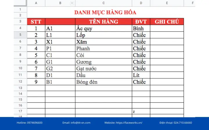 Cách Lập File Excel Phù Hợp Với Quy Trình Quản Lý Gara Ô Tô