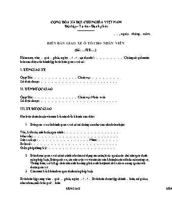 Mẫu Biên Bản Giao Vận Hành Xe Ô Tô Tải Chuẩn Và Chi Tiết