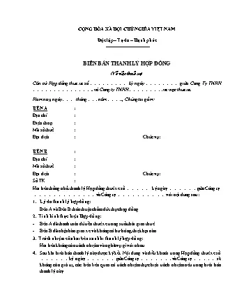 Hướng Dẫn Soạn Biên Bản Thanh Lý Hợp Đồng Thuê Xe Ô Tô