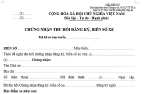 Thủ Tục Thu Hồi Biển Số Xe Ô Tô Công Ty Sau Khi Bán Xe