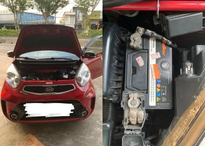 Hình Ảnh Thay Ắc Quy Delkor Xe Kia Morning