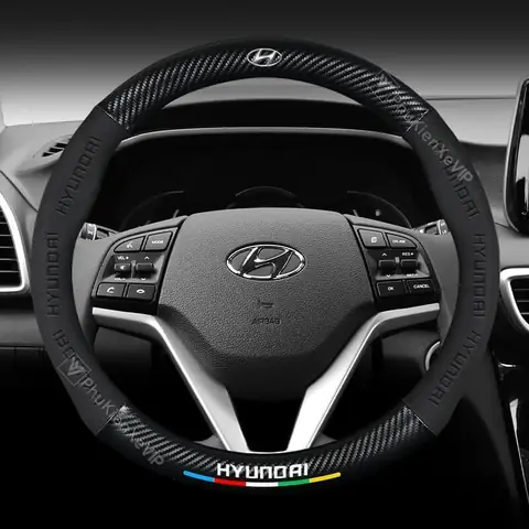 Bọc Vô Lăng Ô Tô Hyundai Da Lộn 3d & Sợi Carbon Cao Cấp