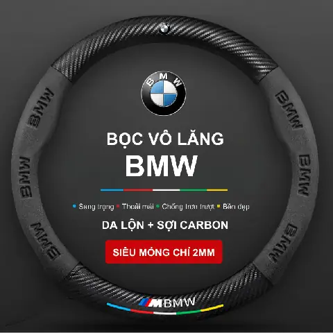 Bọc Vô Lăng Xe Bmw Chất Liệu Da Lộn 3d & Sợi Carbon Cao Cấp