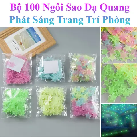 Bộ 100 Ngôi Sao Dạ Quang Phát Sáng Trang Trí Phòng Ngủ