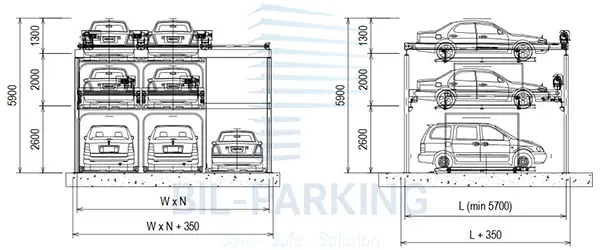 Bản Vẽ Tham Khảo Hệ Thống Bãi Đỗ Xe Tự Động Xếp Hình 3 - 6 Tầng