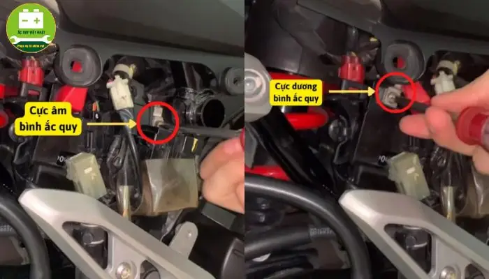 Bước 3: Tháo 2 Cực Âm Dương Và Nhấc Bình Ắc Quy Ra Khỏi Xe