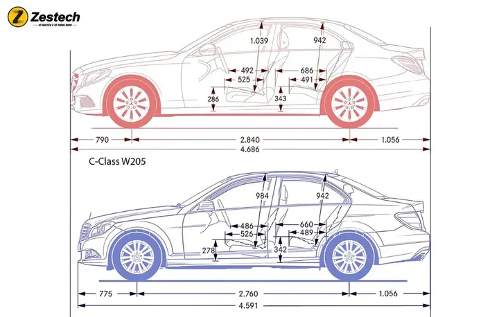 Kích Thước Xe 4 Chỗ Tổng Thể