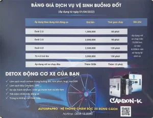 Bảng Giá Dịch Vụ Vệ Sinh Buồng Đốt Tại Autospapro