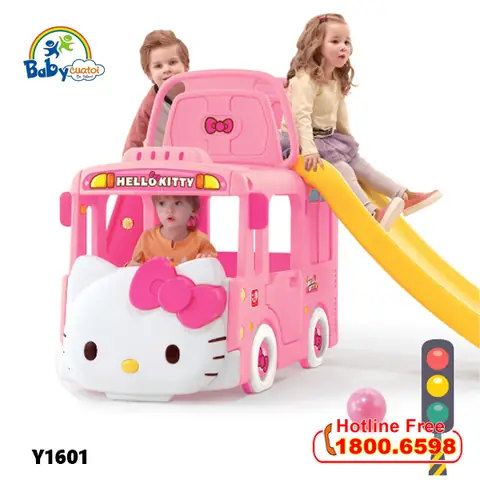 Cầu Trượt Bể Bóng Hàn Quốc Xe Bus Hello Kitty 3 Trong 1 Y1601