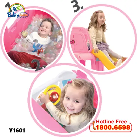 Cầu Trượt Bể Bóng Hàn Quốc Xe Bus Hello Kitty 3 Trong 1 Y1601_1
