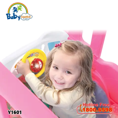 Cầu Trượt Bể Bóng Hàn Quốc Xe Bus Hello Kitty 3 Trong 1 Y1601_2