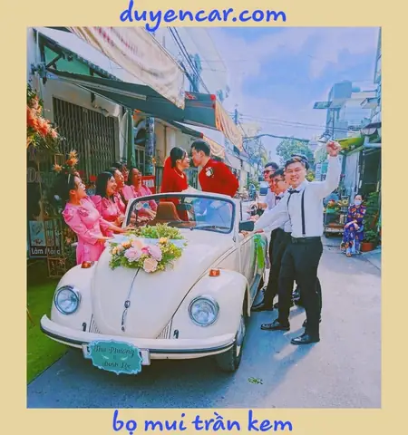 15. Xe Cổ Con Bọ Cổ Mui Trần Volkswagen Màu Kem