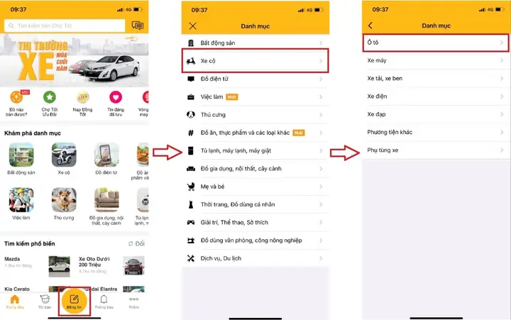 Bước 1: Chọn Danh Mục Tin Đăng.