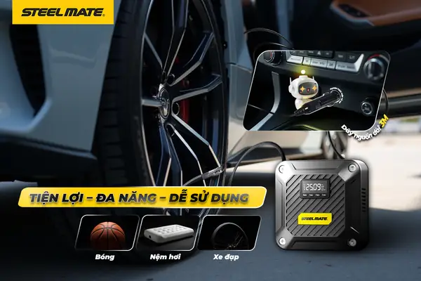 Bước 2: Nối Đầu Bơm Vào Van Lốp.