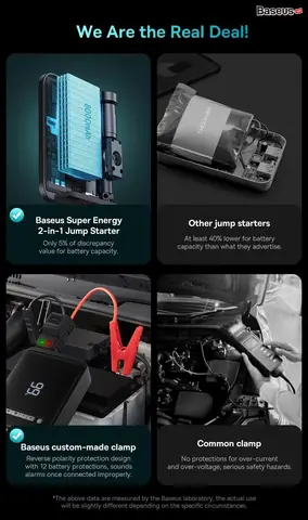 Hình Ảnh Bơm Lốp Đa Năng Kiêm Kích Bình Ô Tô Baseus Super Energy 2-in-1 Jump Starter Sạc Pin Cầm Tay 8000mah