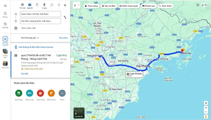 Phương Diện Di Chuyển Tới Vân Đồn Bằng Đường Bộ