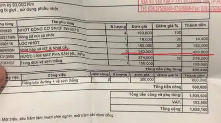 4.1. Chi Phí Nhớt Hộp Số Sàn Xpander (mt):