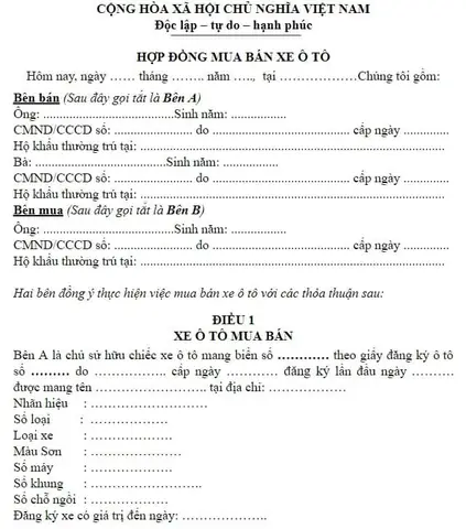 Mẫu Giấy Chuyển Nhượng Xe Ô Tô: Hướng Dẫn Chi Tiết & Tải Mẫu Miễn Phí