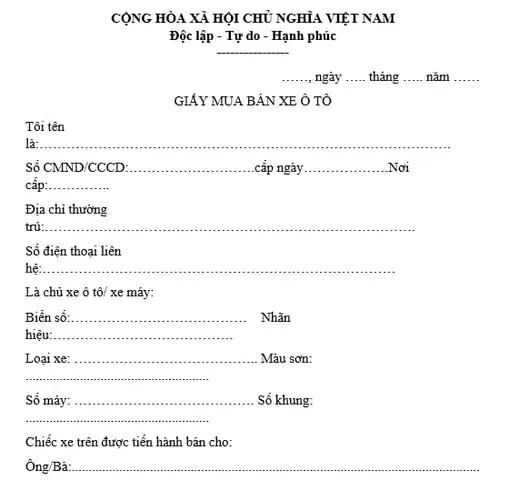 Mẫu Giấy Chuyển Nhượng Xe Ô Tô: Hướng Dẫn Chi Tiết & Tải Mẫu Miễn Phí