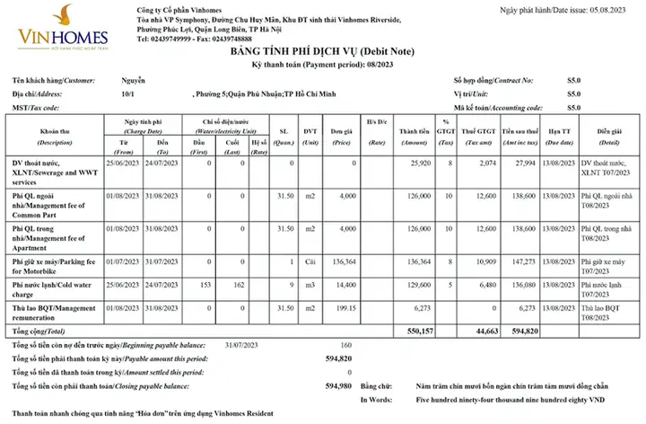 Phí Quản Lý Vinhomes Grand Park, Quận 9, Tphcm