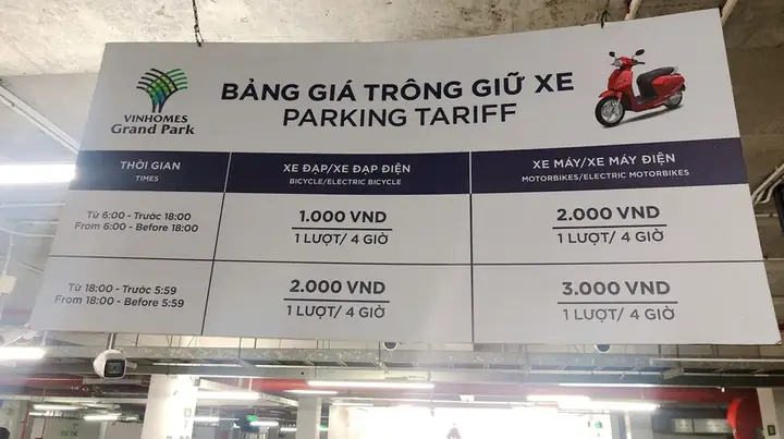 Phí Gửi Xe Vinhomes Grand Park Theo Giờ