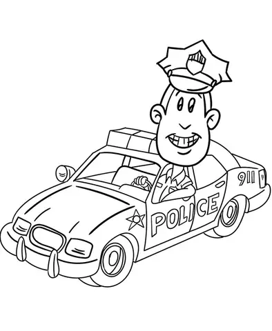 Tranh Tô Màu Xe Cảnh Sát Đang Làm Nhiệm Vụ