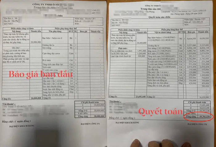 Hoá Đơn Sửa Kính Xe Ô Tô: Đọc Hiểu Các Hạng Mục Chi Phí