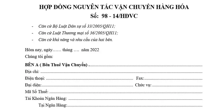 Mẫu Hợp Đồng Nguyên Tắc Thuê Xe Ô Tô Tải Và Lưu Ý Quan Trọng