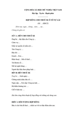 Người Ký Kết Hợp Đồng Thuê Lái Xe Ô Tô Đang Xem Xét Các Điều Khoản