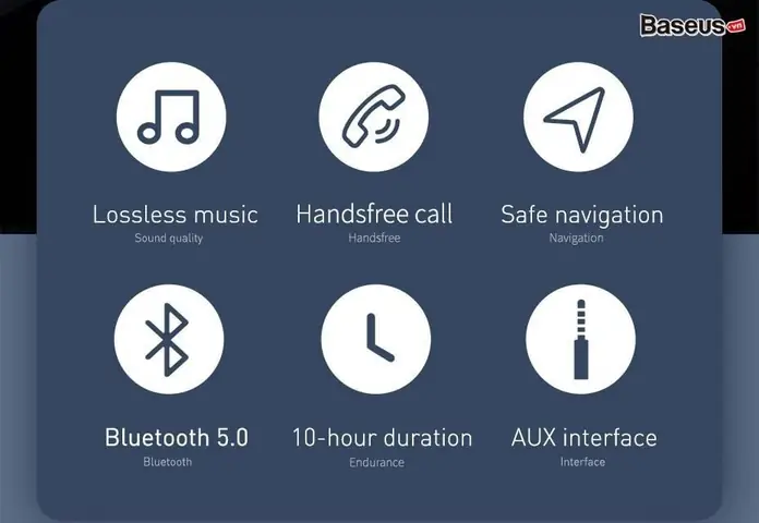 Hình Ảnh Chi Tiết Bộ Bluetooth Receiver Dùng Cho Xe Hơi Baseus Qiyin Aux ( Car Aux 3.5mm Bluetooth Receiver/ Adapter)