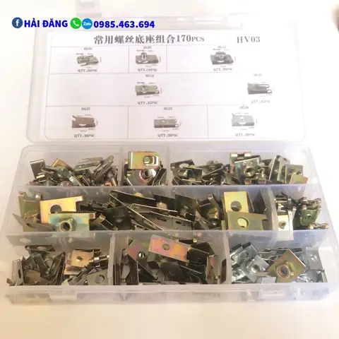 Hộp Kẹp Sắt, Nẹp Sắt 170 Chi Tiết, Để Gắn Lắp Phụ Kiện Cho Ô Tô