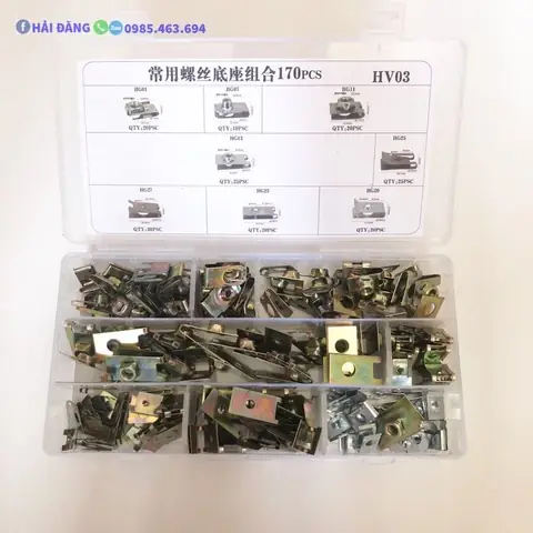 Hộp Kẹp Sắt, Nẹp Sắt 170 Chi Tiết, Để Gắn Lắp Phụ Kiện Cho Ô Tô