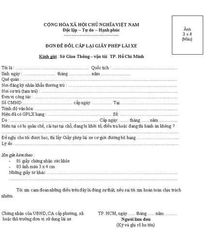 Hồ Sơ Làm Lại Bằng Lái Xe Bị Mất Năm 2025