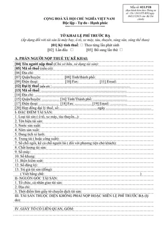 Thuế Trước Bạ Xe Ô Tô Và Vai Trò Của Mẫu C2