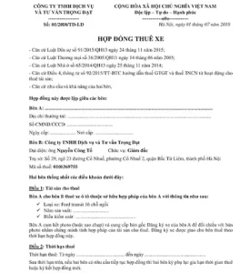 Mẫu Hợp Đồng Kéo Xe Ô Tô Của Công Ty: Hướng Dẫn Chi Tiết A-z