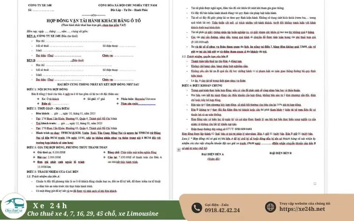 Mẫu Hợp Đồng Thuê Xe Du Lịch 45 Chỗ Chuẩn Nhất Mẫu Hợp Đồng Thuê Xe Du Lịch 45 Chỗ Chuẩn Nhất