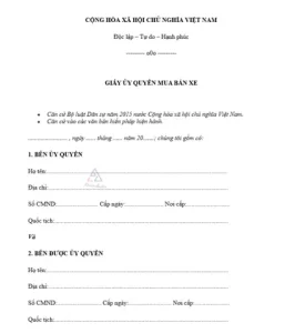 Mẫu Hợp Đồng Ủy Quyền & Mẫu Giấy Ủy Quyền Mua Bán Xe - Tải Miễn Phí