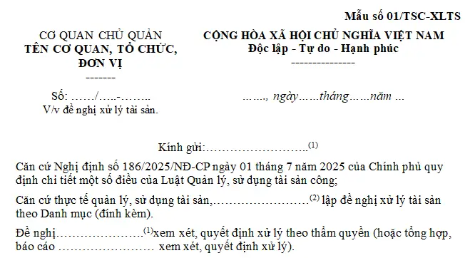 Mẫu Tờ Trình Đề Nghị Thanh Lý Tài Sản Công?