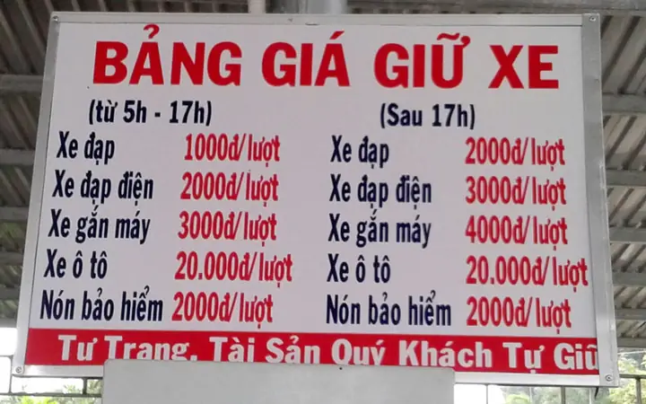 Phí Trông Giữ Xe Ô Tô Xe Máy Xe Đạp: Quy Định, Bảng Giá Mới Nhất
