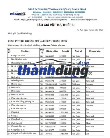 Tổng Quan Về Phụ Tùng Xe Ô Tô Nibira Và Chất Lượng