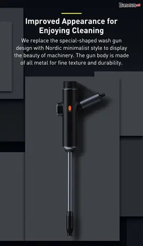Hình Ảnh Chi Tiết Máy Phun Tăng Áp Rửa Xe Ô Tô Sử Dụng Pin Sạc Baseus Dual Power Portable Electric Car Wash Spray Nozzle