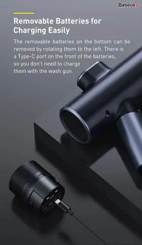 Hình Ảnh Chi Tiết Máy Phun Tăng Áp Rửa Xe Ô Tô Sử Dụng Pin Sạc Baseus Dual Power Portable Electric Car Wash Spray Nozzle