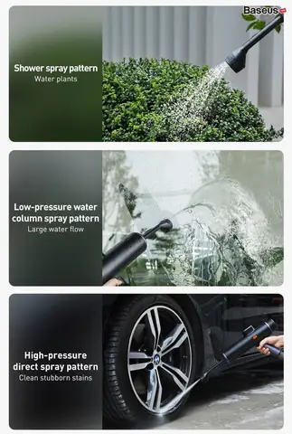 Hình Ảnh Chi Tiết Máy Phun Tăng Áp Rửa Xe Ô Tô Sử Dụng Pin Sạc Baseus Dual Power Portable Electric Car Wash Spray Nozzle
